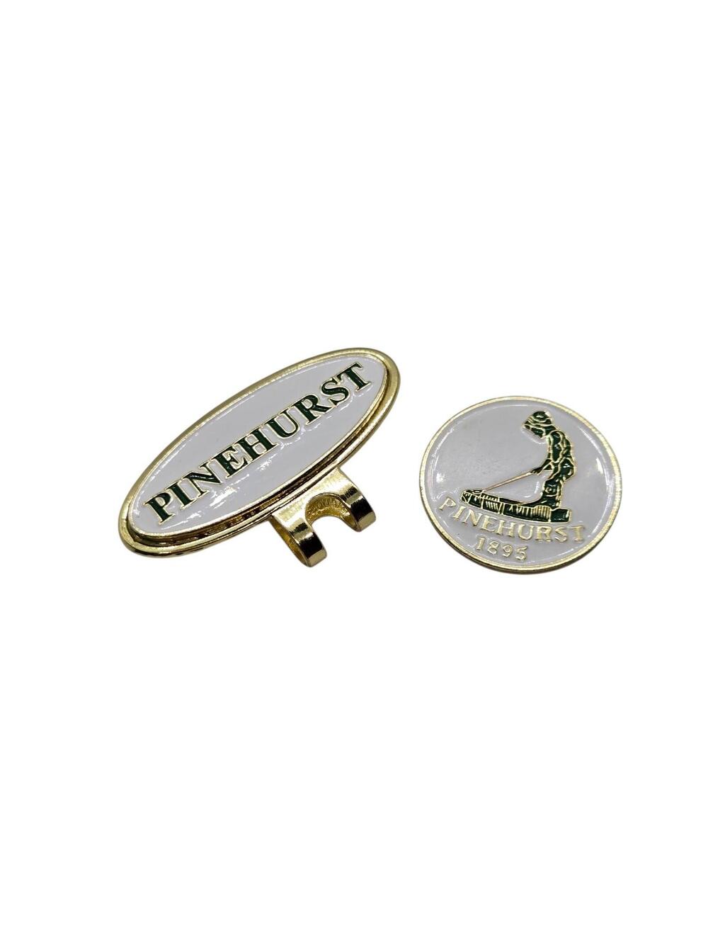 Pinehurst Golf Hat Clip Magnetic Ball Marker Putter Boy Logo 1895 Gold Tone
